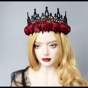 Rose Red Crown Headband Accessory